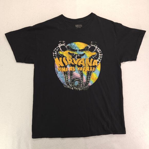 Nirvana Band Casual Crew Neck Graphic Shirt Adult Mens Size Large L Black - Picture 2 of 9